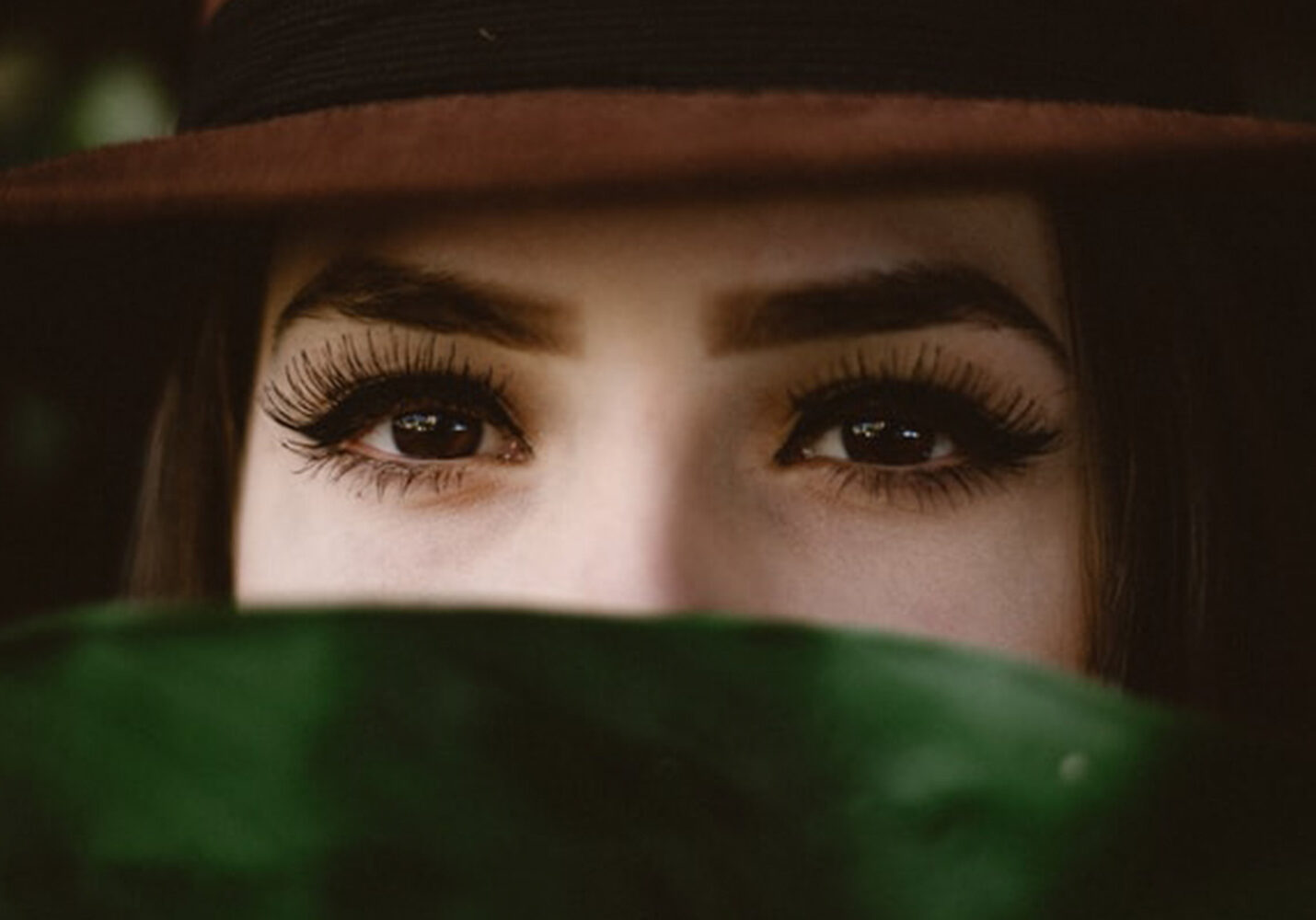 closeup of a woman's eyes with long lashes